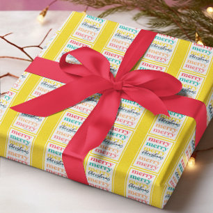 Elegante Farbige Gelbe Gold Sterne Frohe Weihnacht Geschenkpapier