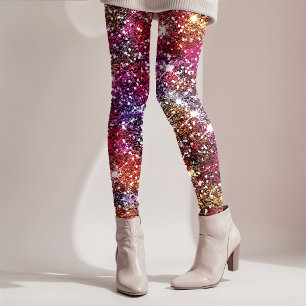 Elegante farbige Kunst-Glitter-Monogramm-Leggings Leggings