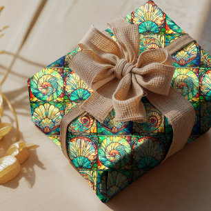 Elegante farbige Muschelschalen Glasmalerei Geschenkpapier