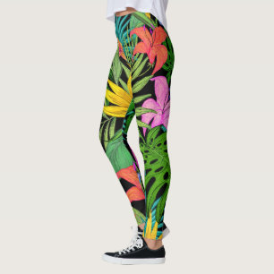 Elegante Farbige Sommer-Tropische Blumenblätter Leggings