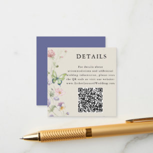 Elegante farbige Spring Wildblume QR Code Details Begleitkarte