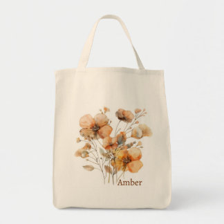 Elegante farbige Wildblume Botanisches Monogramm Tragetasche