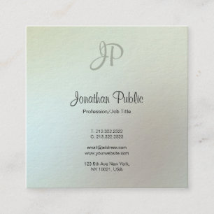 Elegante Farbmoderner Monogramm-Skript-Luxus Quadratische Visitenkarte