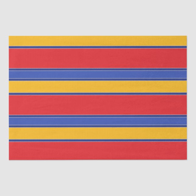 Elegante Farbstreifen, Rot-Blau-Gelb und Silber Seidenpapier (Vorderseite)