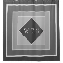 Elegante Farbtöne aus grauem Monogramm-Duschvorhan Duschvorhang