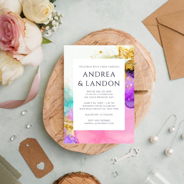 Elegante Farbtöne Wasserfarbe Abstrakte Hochzeit Einladung (Von Creator hochgeladen)