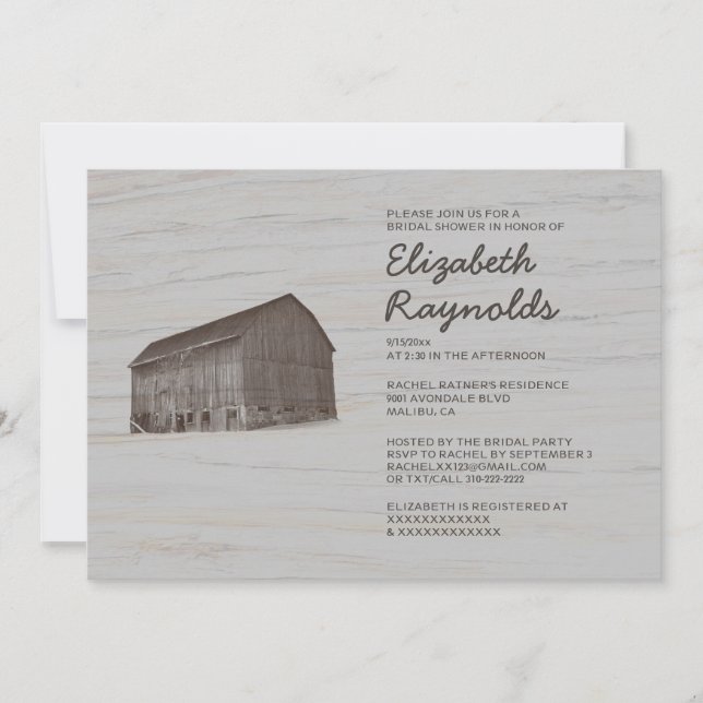 Elegante Farm Bridal Dusche Einladungen (Vorderseite)