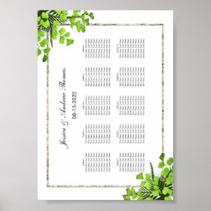 Elegante Farn-Dekoration Hochzeits-Sitzordnung Poster