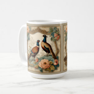 Elegante Fasane und Rose Collage Kaffeetasse