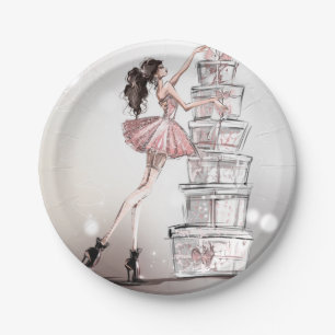 Elegante Fashion Illustration Paper Plate Pappteller
