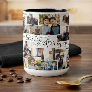 Elegante Fathers Day Beste Papa Aller Zeiten Fotoc Zweifarbige Tasse