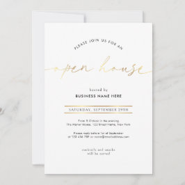 Elegante Faux-Gold- Schriftzug Geschäftseröffnung Einladung