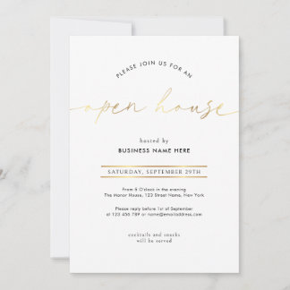 Elegante Faux-Gold- Schriftzug Geschäftseröffnung Einladung