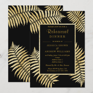 Elegante Faux Goldblatt-Farn-Hochzeit Einladung
