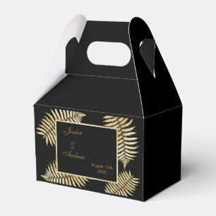 Elegante Faux-Goldblatt-Farn-Hochzeit Geschenkschachtel