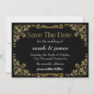 Elegante Faux-Goldfolie-Botanical-Hochzeit Save The Date