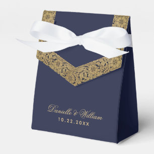 Elegante Faux-Goldfolie in Marineblau als Schriftz Geschenkschachtel