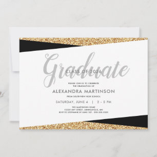 Elegante Fauxgold Glitter Abschlussfeier Einladung