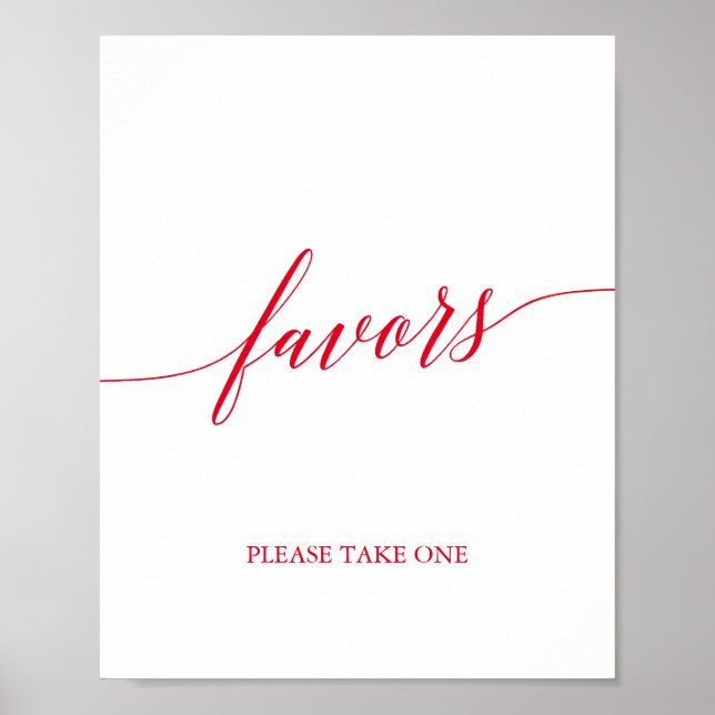 Elegante Favoriten für Rote Calligrafie Poster (Vorne)