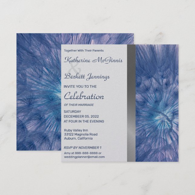 Elegante Feathers Wedding Einladung (Vorne/Hinten)