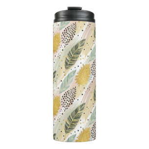 Elegante Feder & Abstrakter Pinselstrich Nahtlos Thermosbecher