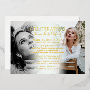 Elegante Feier des Lebens Foto Gold Folieneinladung