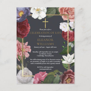 Elegante Feier-des-Lebens-Rosen-Blumen-Trauerfeier Ankündigungspostkarte