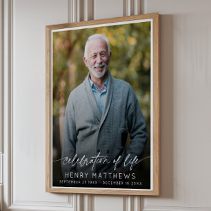 Elegante Feier des Lebens Skript Foto Beerdigung  Poster