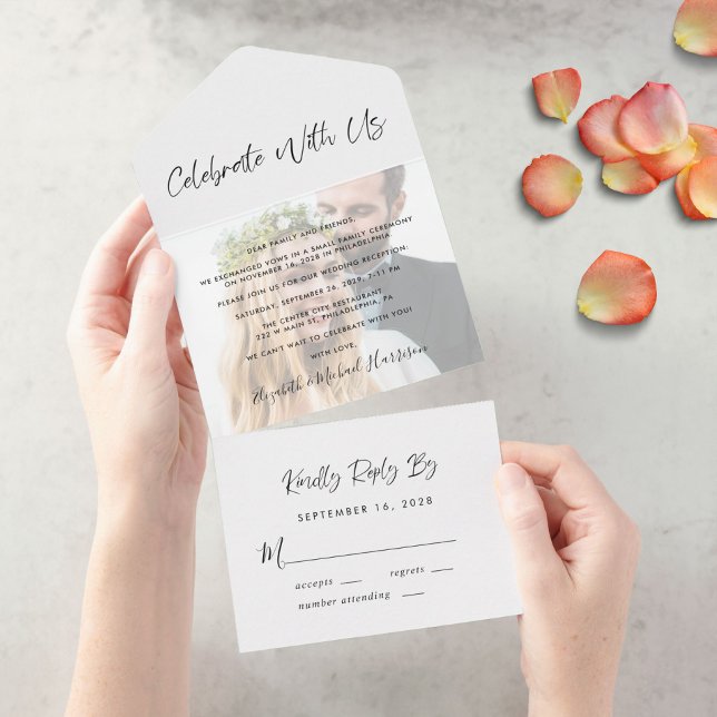 Elegante Feier mit der Hochzeitsempfehlung des Fot All In One Einladung (Von Creator hochgeladen)