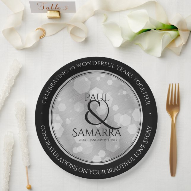 Elegante Feier zum 10. Geburtstag von Zinn Pappteller (Hochzeit)