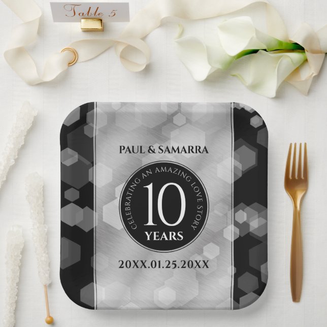 Elegante Feier zum 10. Geburtstag von Zinn Pappteller (Hochzeit)