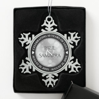 Elegante Feier zum 10. Geburtstag von Zinn Schneeflocken Zinn-Ornament