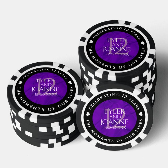 Elegante Feier zum 12. Geburtstag der Seidenhochze Pokerchips (Stapel)