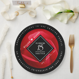 Elegante Feier zum 15. Rose Pappteller