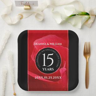 Elegante Feier zum 15. Rose Pappteller
