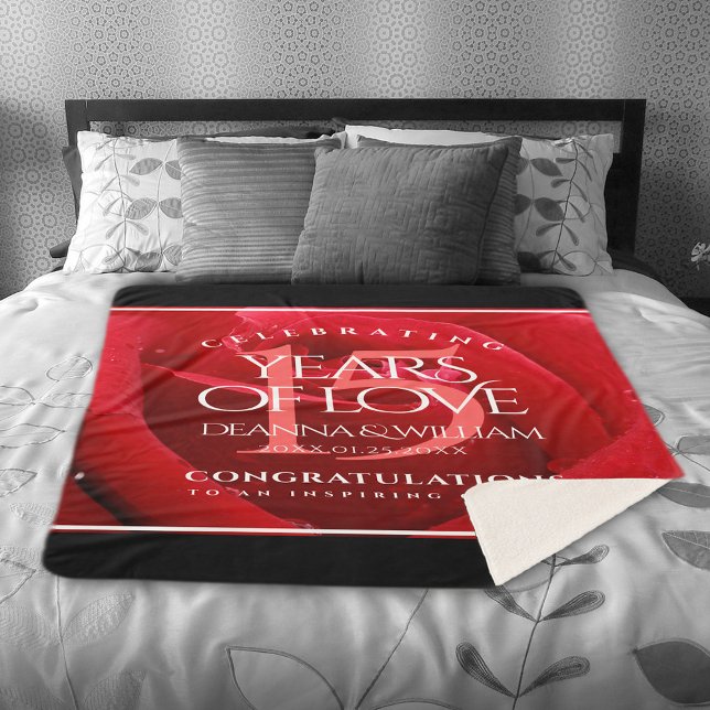 Elegante Feier zum 15. Rose Sherpadecke (Elegant 15th Rose Wedding Anniversary Sherpa Fleece Blanket Cover Photo.)