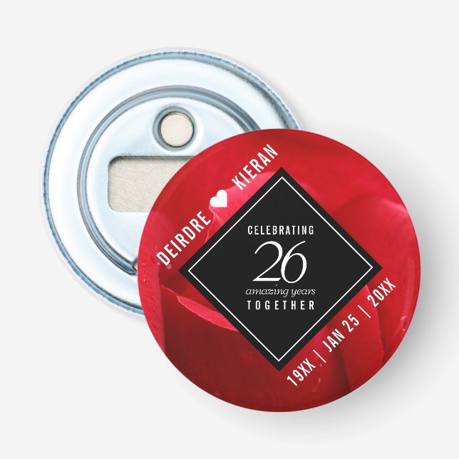 Elegante Feier zum 26. Rose Flaschenöffner (Vorderseite)