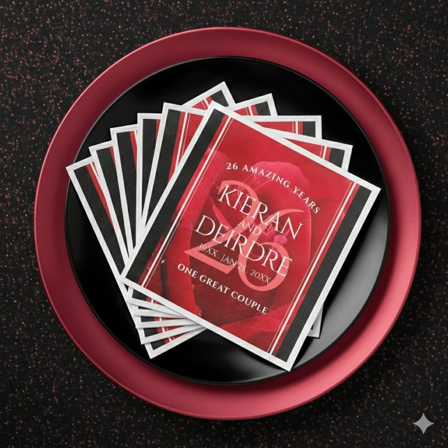 Elegante Feier zum 26. Rose Serviette (Elegant 26th Rose Wedding Anniversary Napkins Cover Photo)