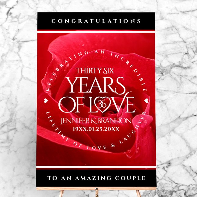 Elegante Feier zum 36. Rose Acrylschild (Elegant 36th Rose Wedding Anniversary Acrylic Sign Cover Photo)