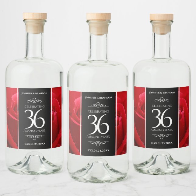 Elegante Feier zum 36. Rose Alkoholflaschenetikett (Flaschen)
