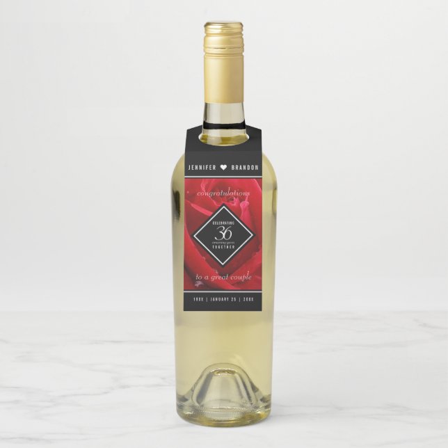 Elegante Feier zum 36. Rose Flaschenanhänger (Auf Flasche)