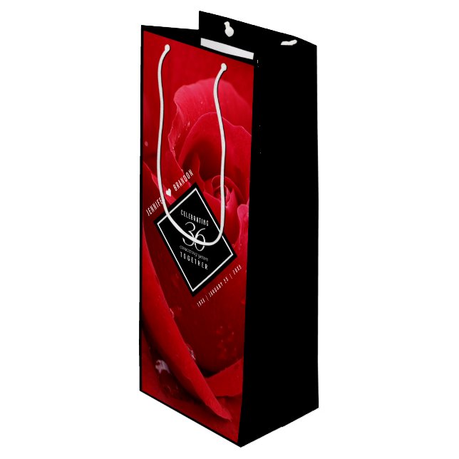 Elegante Feier zum 36. Rose Geschenktüte Für Weinflaschen (Vorderseite Schrägansicht)