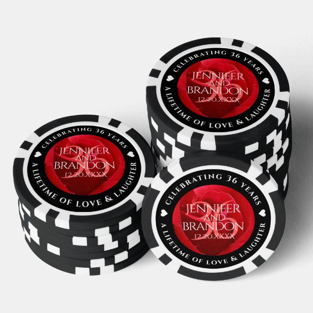 Elegante Feier zum 36. Rose Pokerchips (Stapel)