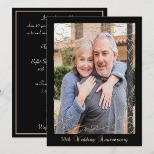 Elegante Feier zum 50. Hochzeitstag Einladung