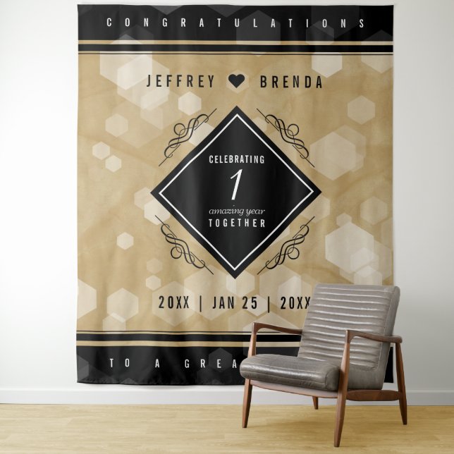 Elegante Feier zum Hochzeitstag Wandteppich (Beispiel)