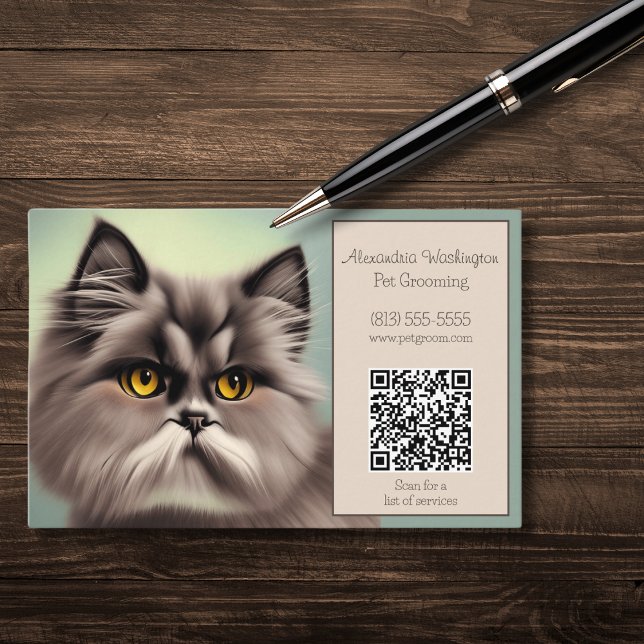 Elegante Feline mit QR-Code Visitenkarte (Von Creator hochgeladen)