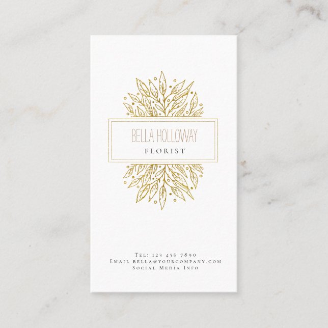 Elegante Feminine Gold Leaf Design Visitenkarte (Vorderseite)