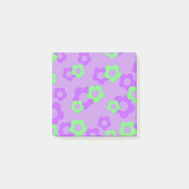 Elegante Feminine Lila Neon Green Blume Spring Post-it Klebezettel (Vorderseite)