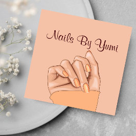 Elegante Feminine Nageltechniker Schönheitssalon Quadratische Visitenkarte