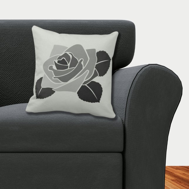 Elegante Feminine Rose Blossom Kissen (Elegant Feminine Rose Blossom on Grey Pillow)